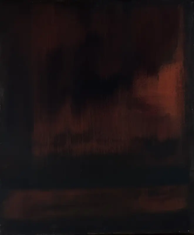 A dark abstraction in browns and rust
