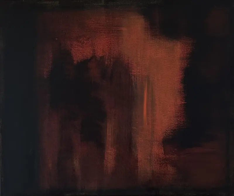 An abstraction, red ochre on black